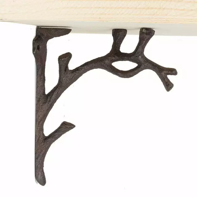 2 Cast Iron Tree Branch Shelf Wall Brace Rustic Twig Brackets 7" Nature Corbels