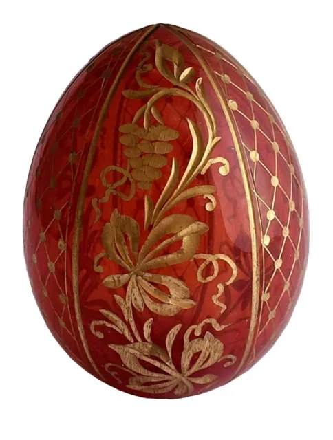 Copie œuf Fabergé rouge en verre