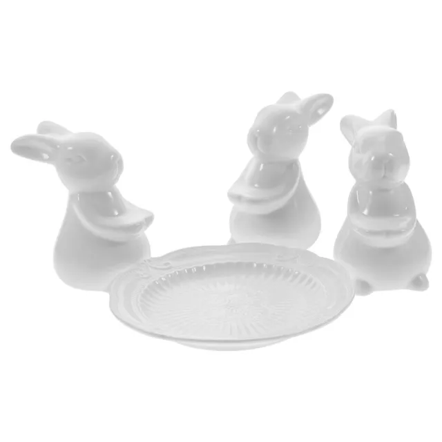 Vassoio per conigli in ceramica supporto per torte portatore rotondo cupcake di Pasqua
