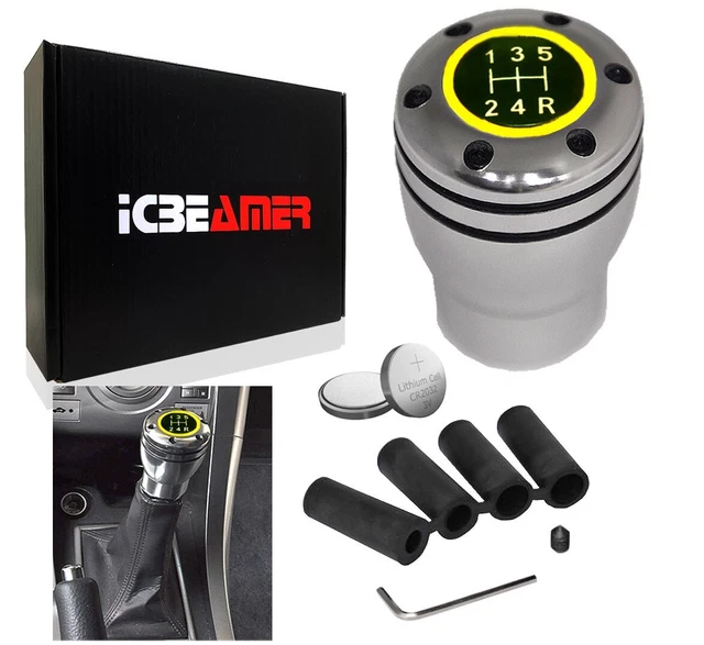JDM Aluminum Shift Knob with Yellow LED Sport Race Manual Threaded Shifter N266