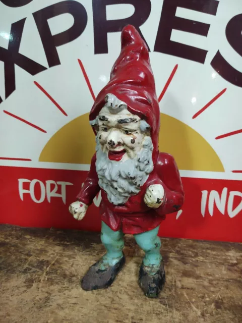 Rare Antique Cast Iron GNOME Doorstop Hubley Fabulous  Art Statue