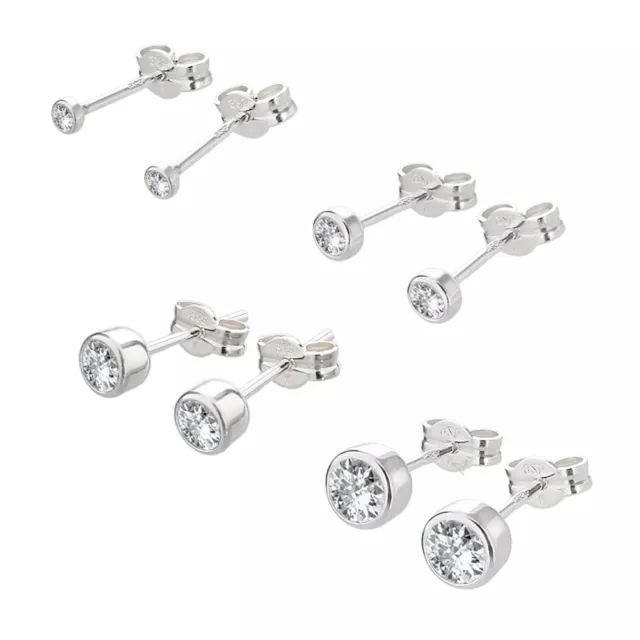 PAAR 925er Sterlingsilber Ohrstecker mit Cubic Zirkonia DAMEN HERREN KINDER NEU