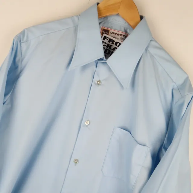 Camicia da uomo vintage anni '70 blu collare pugnale discoteca taglia xl (m510)