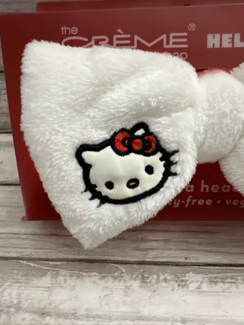 New The Creme Shop x Hello Kitty Plush Spa Headband Signature Bow White Red Dot 2