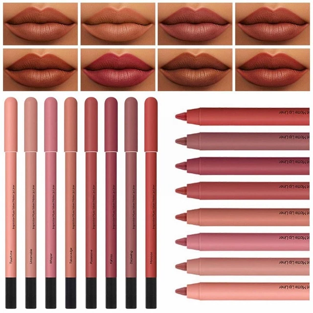 Lápiz antiadherente delineador de labios mate de terciopelo suave duradero para mujer