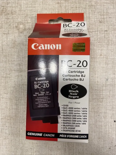 Genuine Canon BC-20 Black BJ Printer Ink Cartridge NEW SEALED See Description