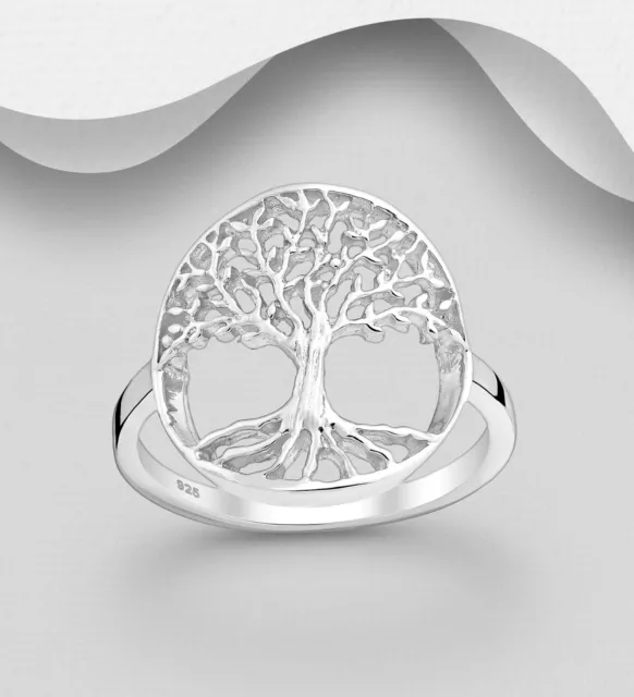 Ladies Girls 925 STERLING SILVER Large Tree of Life Ring Pagan Comes Boxed