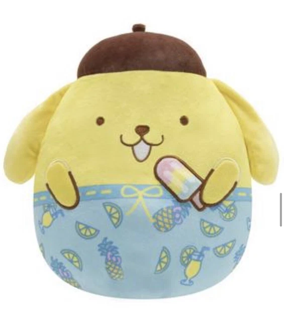 NEW SQUISHMALLOWS SANRIO Pompompurin Beach 8” Yellow Dog Fruit Popsicle