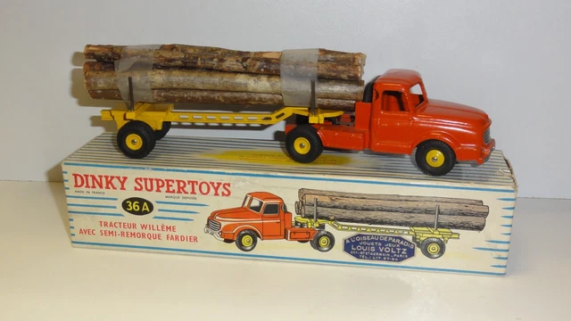 Reproduction Boîte Jouet Ancien Boîte Reproduction Dinky Toys N°36 - Tracteur Willeme Avec Semi-remorque Fardier, Neuf Triangle De Remorquage Voiture