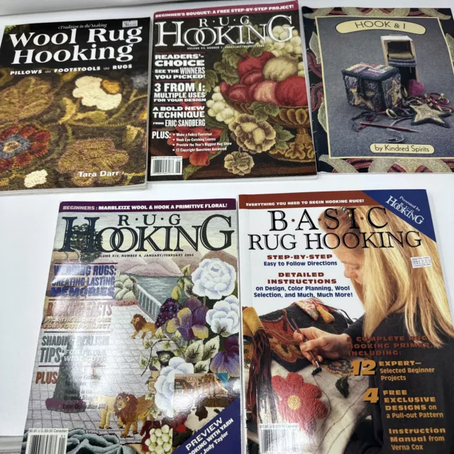 Rug Hooking Magazines Lot Of (5) & Hooking Books