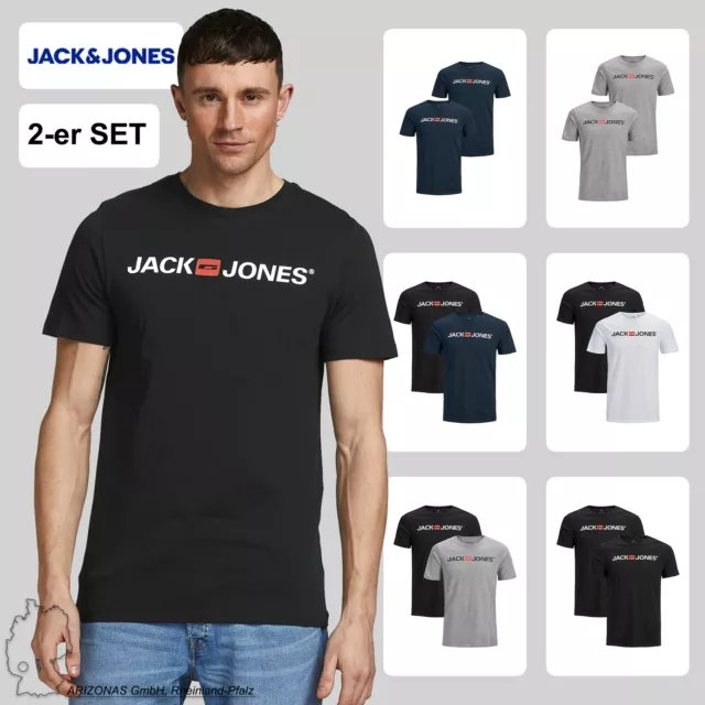 Men JACK & JONES T-Shirt 2-Piece Pack Shortsleeve Shirt Set JJECORP NEW