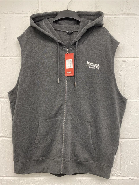 LONSDALE SLEEVELESS DARK Grey Hoodie Full Zip Top Size 3XL PK 22.00 PicClick UK