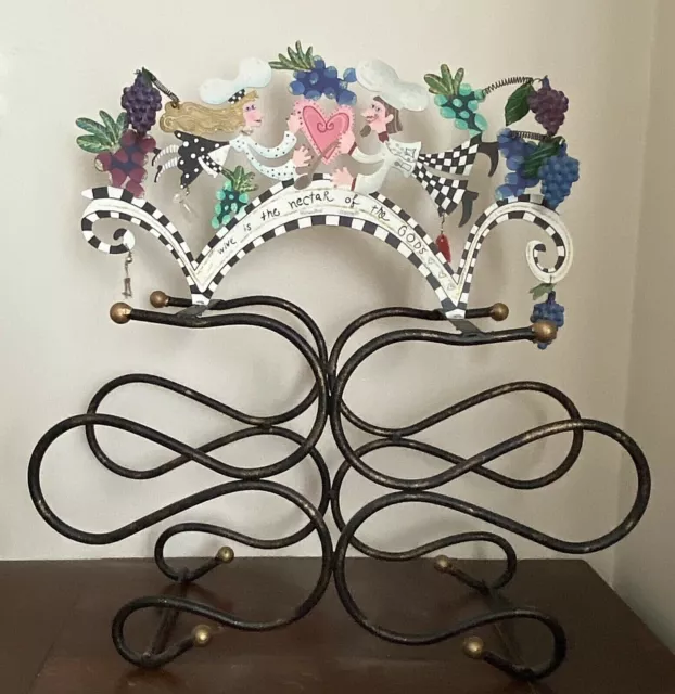 Karen Rossi Wrought Iron Tabletop 6 Bottle Wine Rack -Wine is the Nectar of Gods