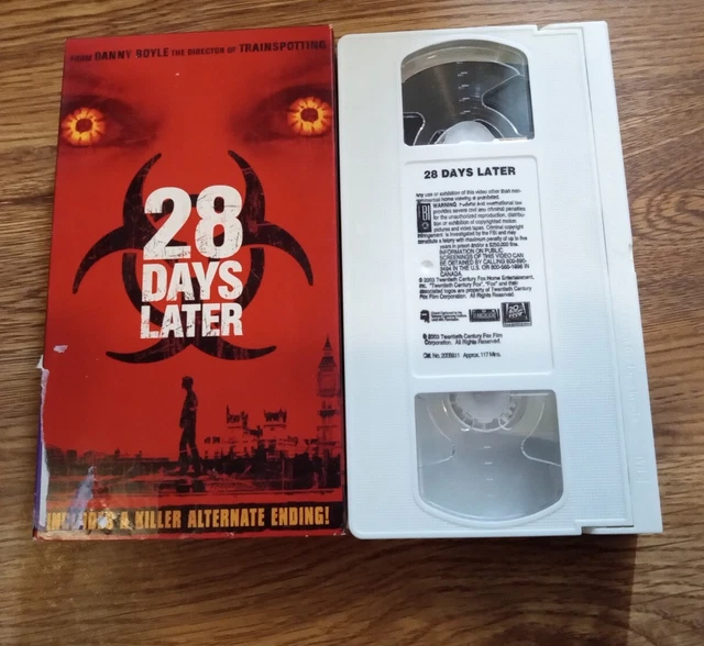 28 DAYS LATER VHS Rare White Tape Movie Video Horror Alternative Ending