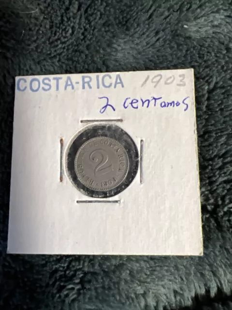 1903 ~ Costa Rica ~ 2 Centimos ~ Excellent Condition! Grade Rated 1