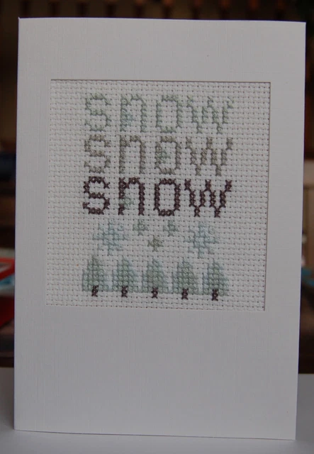 Tarjeta de Navidad de punto de cruz completa nieve blanca nieve