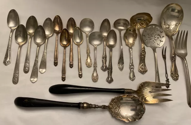 Mixed Lot Antique Silverplate Flatware Rogers Holmes Manning Bowman Crafts Use