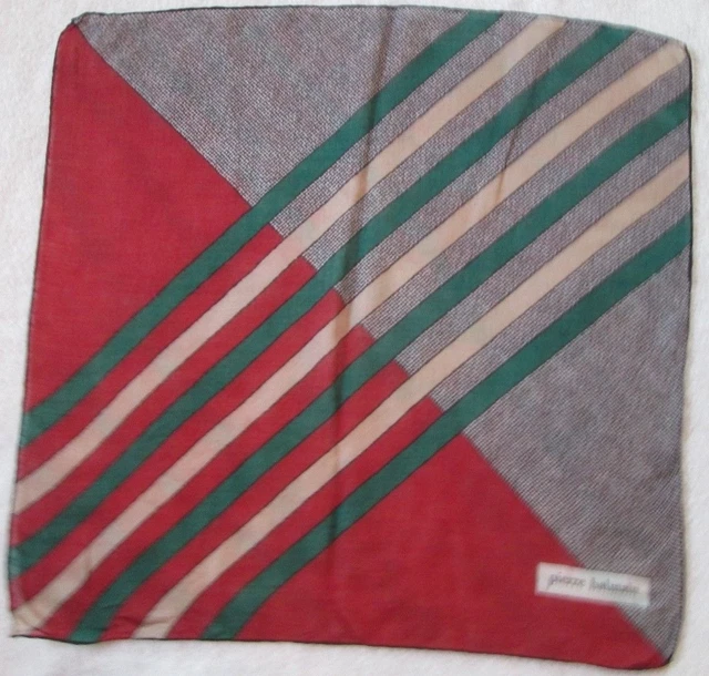 Foulard écharpe En Soie Pierre Balmain Paris Vintage - 42x148 Cm - Bleu Vert Blanc