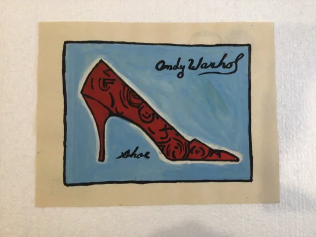 Dessin Andy Warhol peinture fait à la main sur vieux papier signé estampillée
