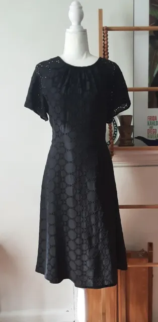 David Lawrence Black Cotton Lace Dress Sz 12