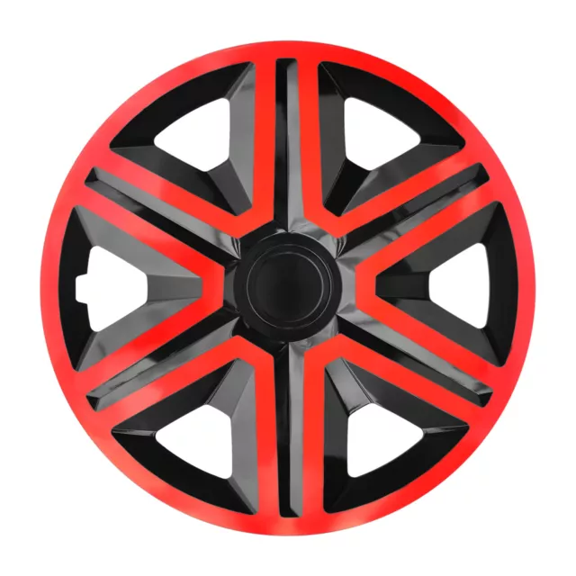 15" Hub Caps Wheel Covers Trims 15 inch Set of 4 Red Black ABS Plastic Trim UK