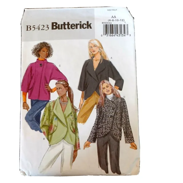 2009 Butterick B5423 Misses Jacket Size AA 6-12 Sewing Pattern Uncut