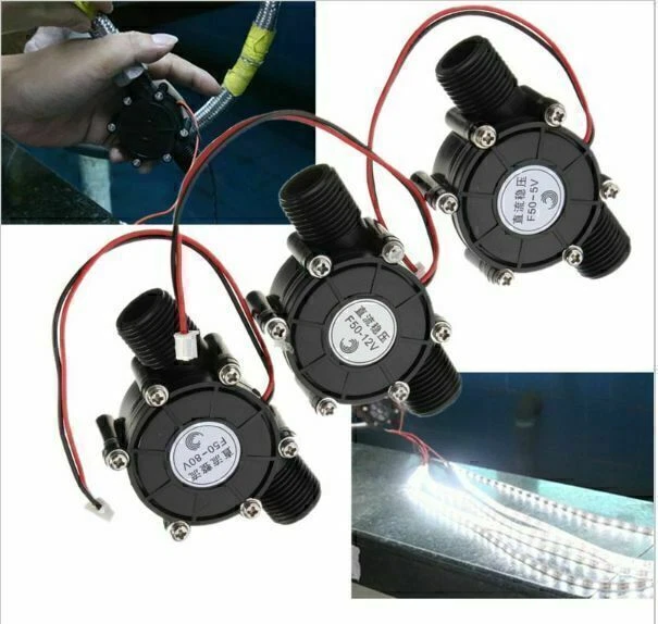 Generador de turbina de agua 10W micro hidroeléctrico hágalo usted mismo led potencia CC 5V 12V