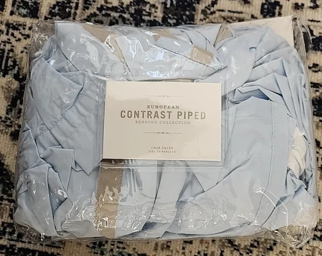 Falda de cama de lino de algodón para bebé niño de restauración azul nube NUEVA