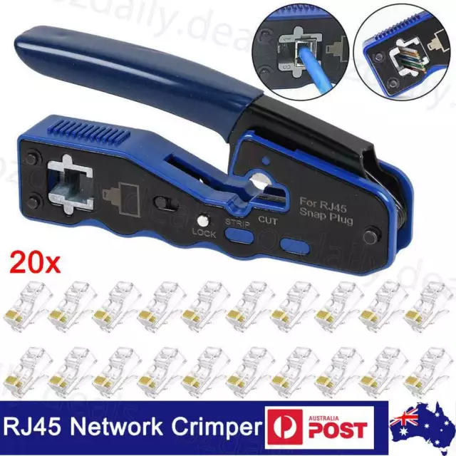 RJ45 Crimper Crimping Tool Cat5e 6 7 HD Pass Through Network Cable Connector New