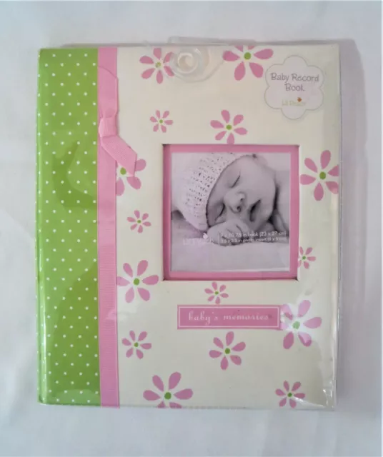 New Pearhead L'il Peach Baby Record Book Pink & Green Flowers 1-5 Years
