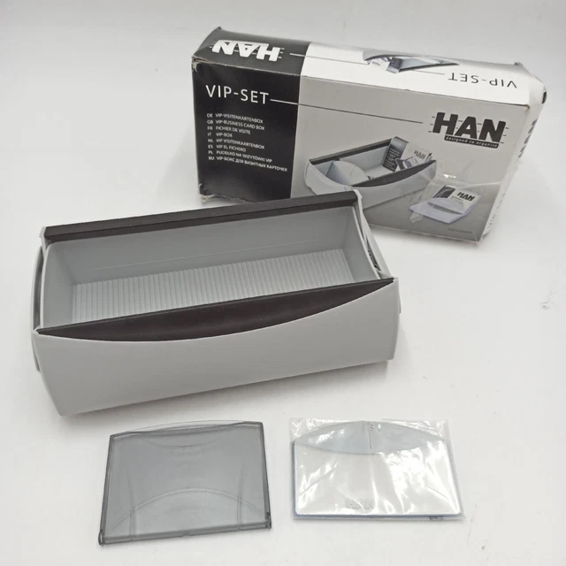 HAN Visitenkartenbox VIP modernes Design patentiertem Deckel 500 Visitenkarten 1