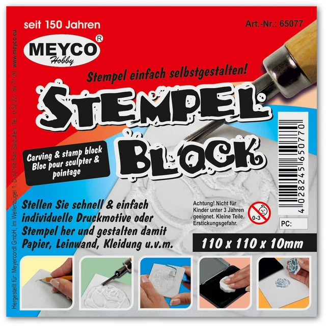 Stempelblock zum Schnitzen, 110 x 110 x 10 mm Meyercordt GmbH