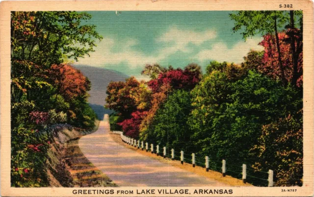 GREETINGS FROM... antique picture postcard LAKE VILLAGE ARKANSAS AR c1920s