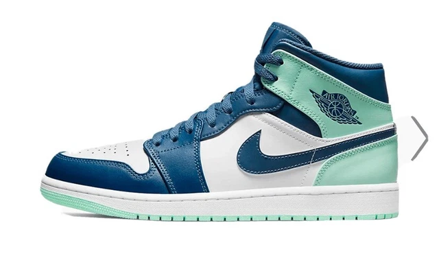 nike air jordan 1 mid Mystica Navy/Mint Foam-White/Blue Marine Size 43 Eu 9,5 US