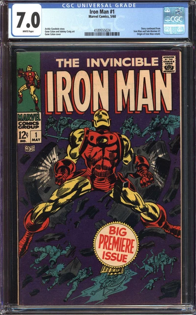 Iron Man #1 Cgc 7.0 White Pages // Origin Of Iron Man Retold Marvel 1968