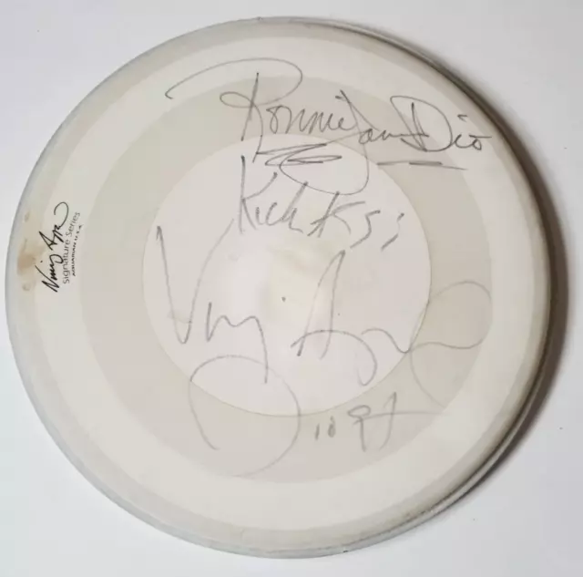 Ronnie James Dio & Vinny Appice SIGNED 14" Signature Series Drumhead JSA LOA