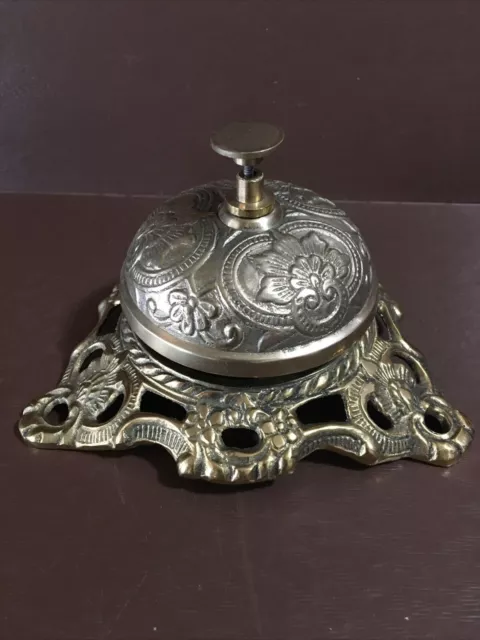 Solid Brass Ornate Hotel Front Desk Bell Vintage decor Sale Service Counter Bell 3