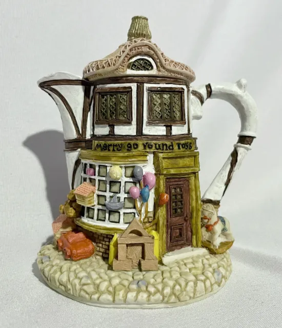 Hometown Teapot Cottages ‘Merry Go Round Toys Shop’ w/ Lid Collectible Figurine