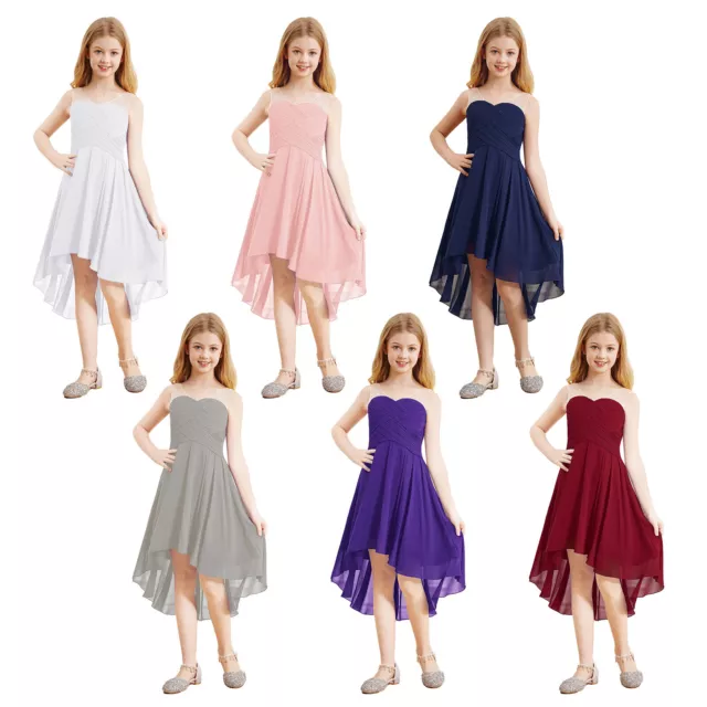 Girls Ball Gown A-Line Costume Youth Dress Chiffon Dancewear Party Dresses Prom