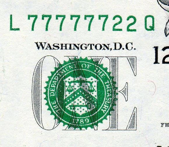 HGR SUNDAY 1999 $1 ((FANCY Serial#77777722)) Appears GEM UNCIRCULATED