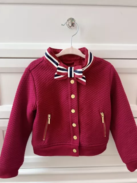 Janie And Jack Raspberry Quilted Bomber Jacket. Size 3-4