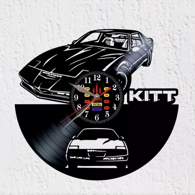 VinyWoody Reloj de pared de disco de vinilo Knight Rider supercar decoracion  