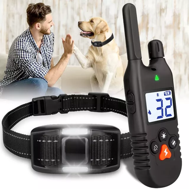 Dog Shock Collar Remote Waterproof Electric Vibrate Anti Bark Pet Training 900m