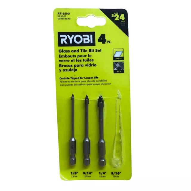 RYOBI AR1650G SPEEDLOAD+ Carbide Hex Shank Glass/Tile Bit Set ( 4