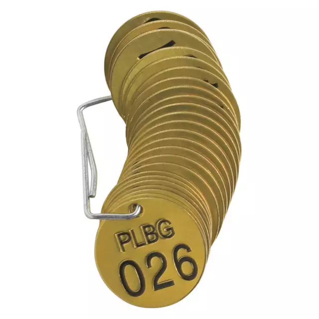 BRADY 23261 Numbered Tag Set,Brass,1 1/2in W,PK25 20TD94