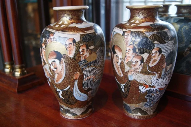2 japanische Satsuma Vase, CHOSHUZAN, japanese Satsuma Pottery, Meiji period
