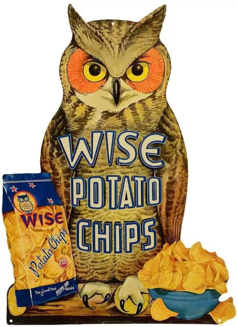 Wise Potato Chips Owl Chip Bag 18" Heavy Duty Usa Made Metal Advertising Sign