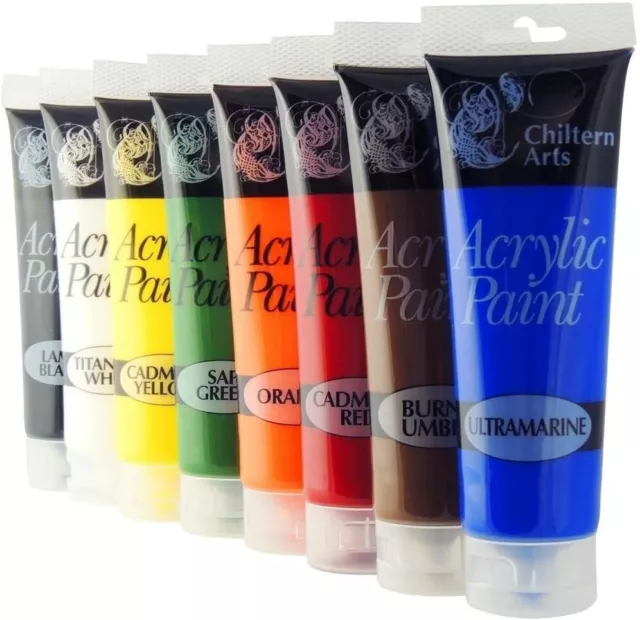 Chiltern Acrylfarben für Künstler Leinwände Bild Kunst Handwerk 120ml - 8 Farben