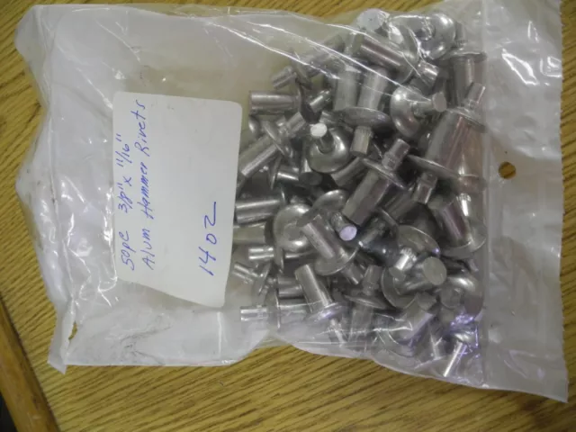 Aluminum Hammer Rivets, LOT OF 50 PCS., 3/8" x 11/16" - NEW