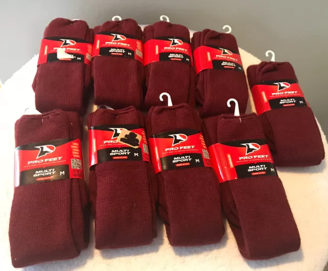 Pro Feet Unisex Multi Sport Cushioned Tube Socks Cardinal- Size See Description